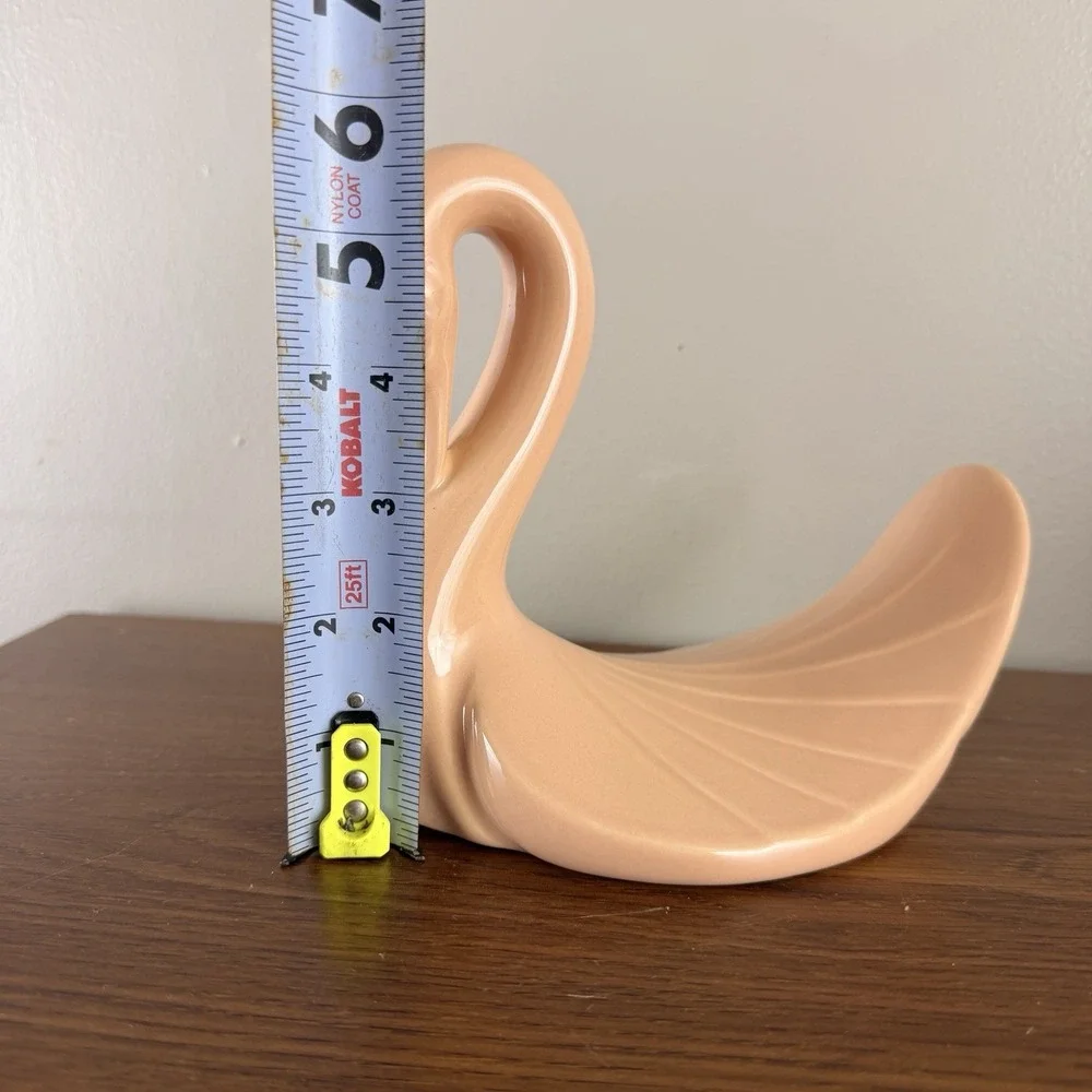 Vintage Pink Ceramic Swan Washcloth Holder Bathroom Vanity Decor